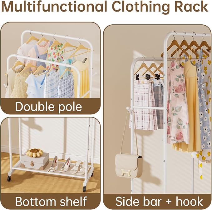 Clothes Garment Coat Rack Drying Clothing Racks Metal Freestanding - Image 3