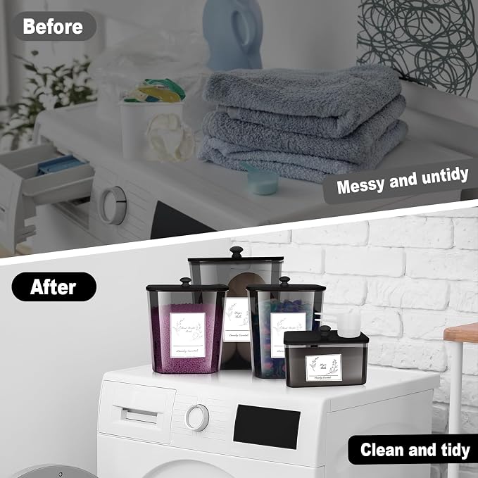 8 Pack Laundry Powder Container & Dryer Sheet Holder, Plastic Square Laundry - Image 5