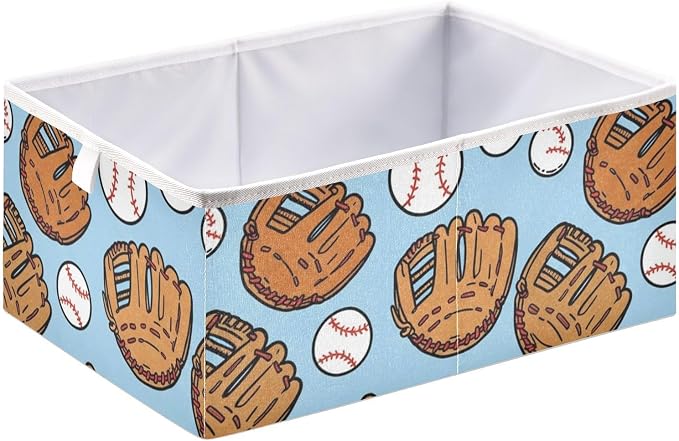 DOMIKING Baseball Glove Blue Pattern Storage Baskets - Image 2