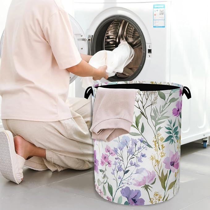 Wildflower Plant Laundry Basket, Botanical Oxford Cloth Laundry Hamper - Image 7
