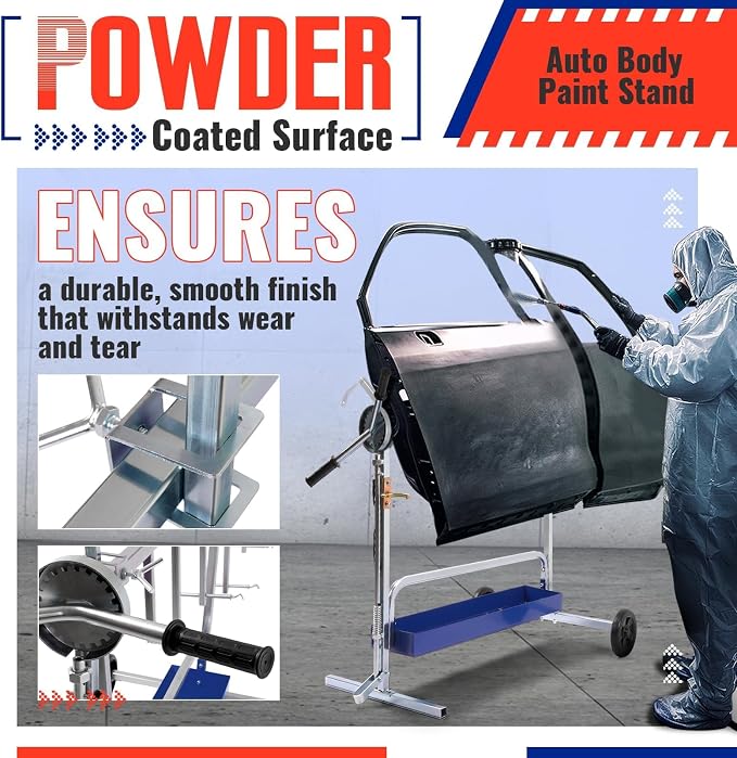 Rotating Paint Stand Universal W/Tool Tray&360° Rotation Adjustable Bars - Image 4
