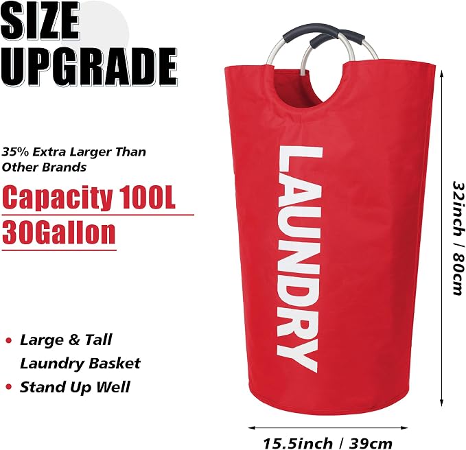 Twira 100L Large Laundry Basket, Laundry Hamper Stands Up Well, Laundry Bag - Image 5