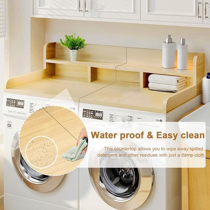 Washer Dryer Countertop With Shelf, 2-Tier Laundry Countertop with Edge Rails - Image 5