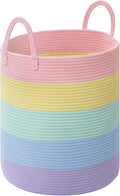 Laundry Hamper for Organizing, 52L Tall Laundry Baskets, Cotton Rope Woven by Degeyoyo