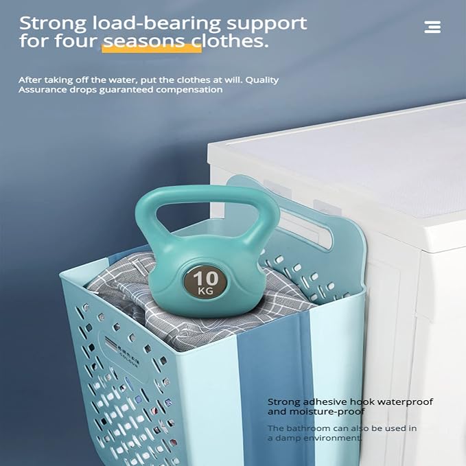 Wall-mounted Collapsible Laundry Basket, Tall Plastic Hamper - Image 5