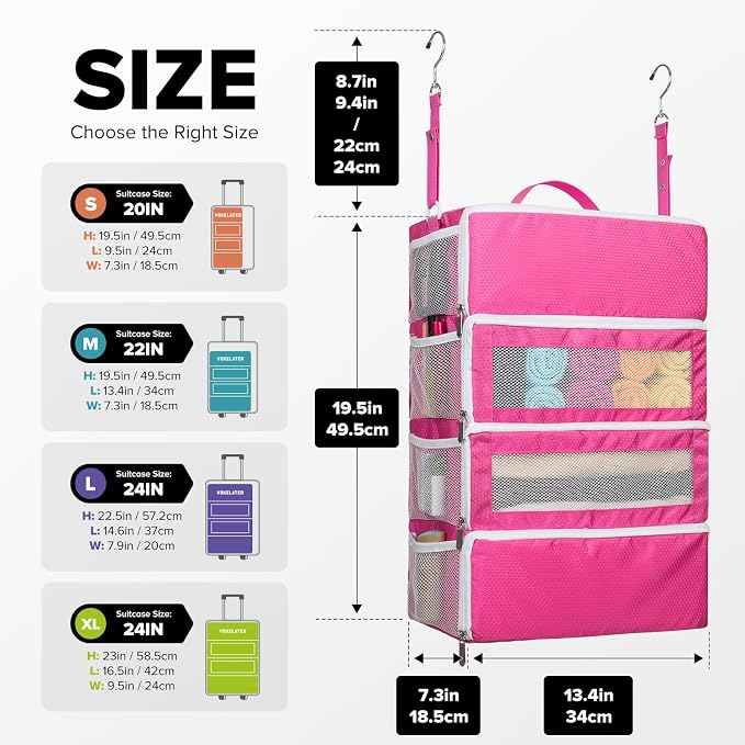 Suitcase Organizer, Travel Luggage Organizer Hanging Shelves Packing Cube - Image 2