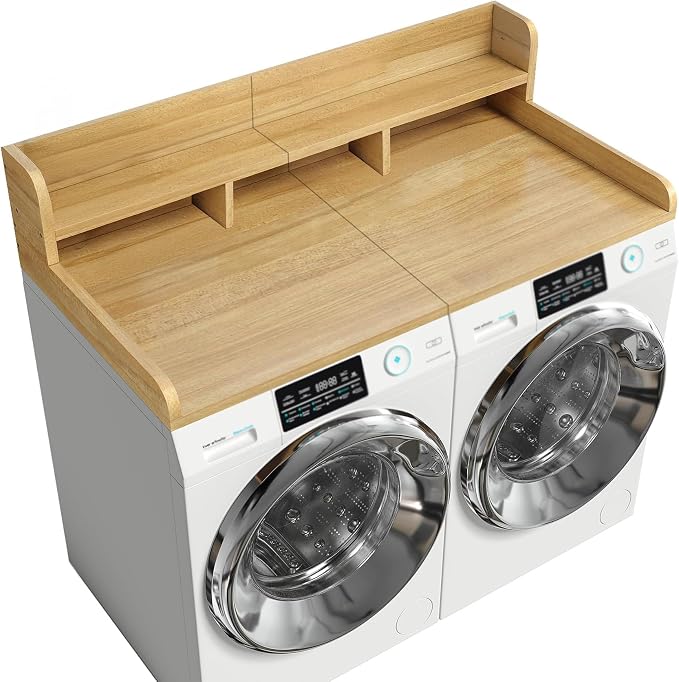Washer Dryer Countertop, Laundry Wood Shelf Topper by Domesto