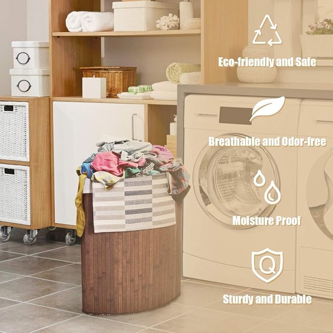 GOFLAME Corner Bamboo Laundry Hamper - Image 7