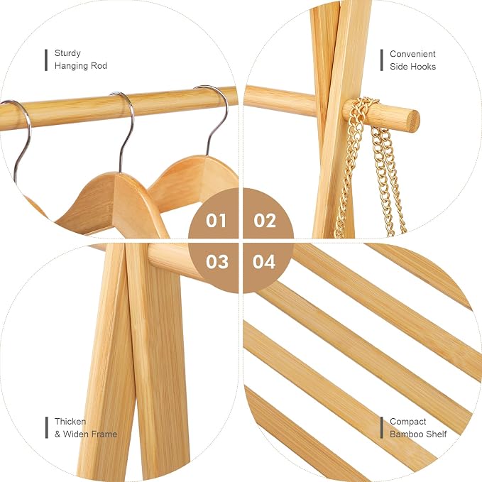 Bamboo Clothing Garment Rack - Image 4