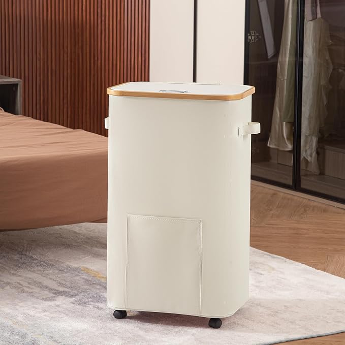 Laundry Basket with Wheels, Tall Dirty Clothes Hamper on Wheels, Rolling - Image 7
