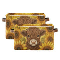 Cow Sunflowers Golden Rectangular Storage Bin Basket by DOMIKING