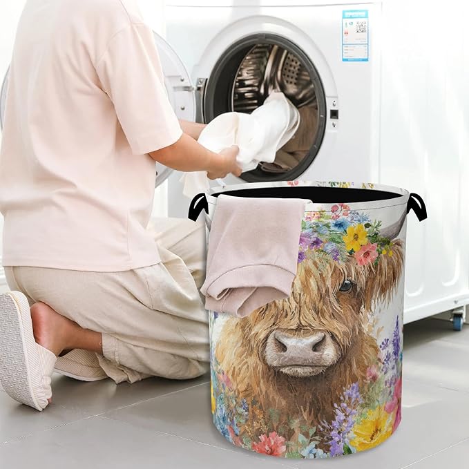 Hightland Cow Laundry Basket, Oxford Cloth Laundry Hamper - Image 7