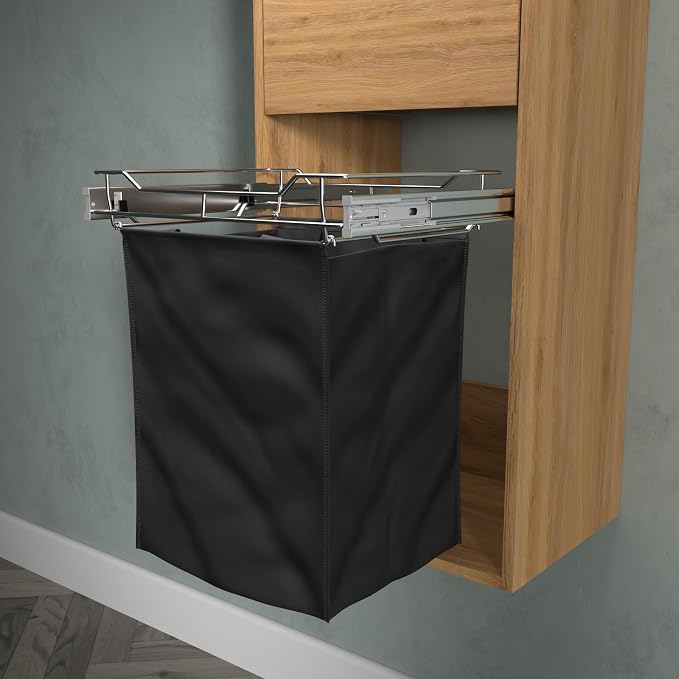 Classic 18" Full Extension Pullout Laundry Hamper in Chrome - Image 2
