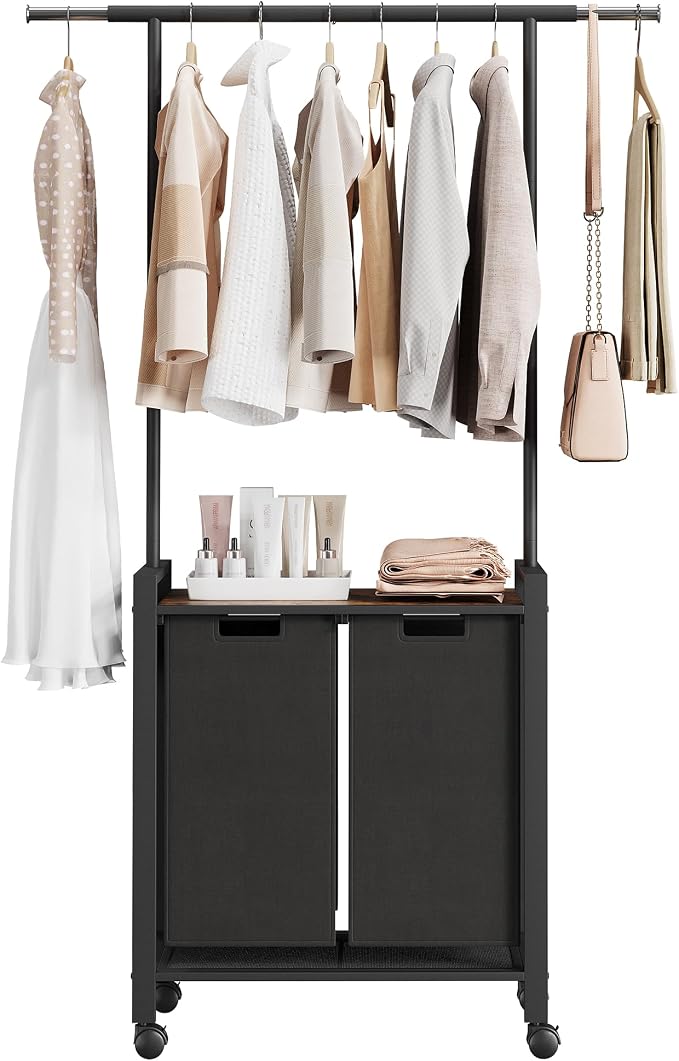 Laundry Sorter Cart With Hanging Clothes Rack, Removable Drying Rack, Laundry - Image 9