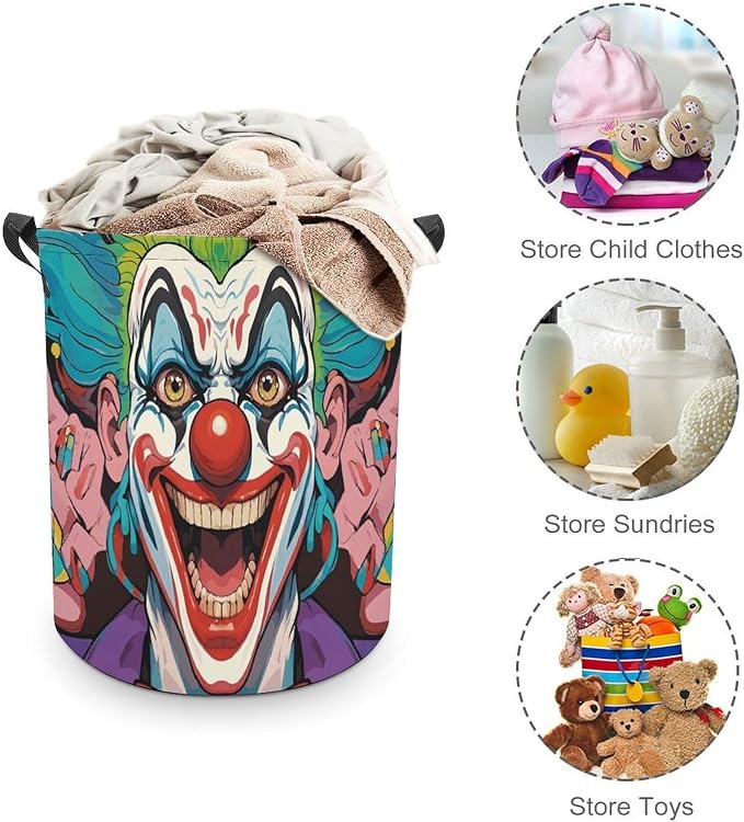 Clowns Laundry Basket with Handles, Laundry Hamper with Internal Support - Image 3