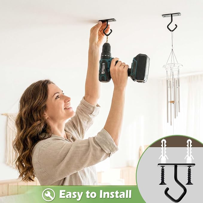 Ceiling Hooks for Hanging Plants: 4 Pack 2.5 Inch Iron Plant Bracket for Wall - Image 8