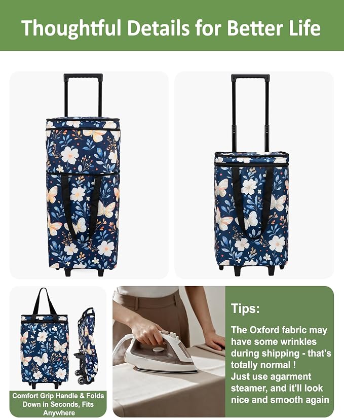 Foldable Rolling Bag, Portable Small Shopping Cart - Image 5