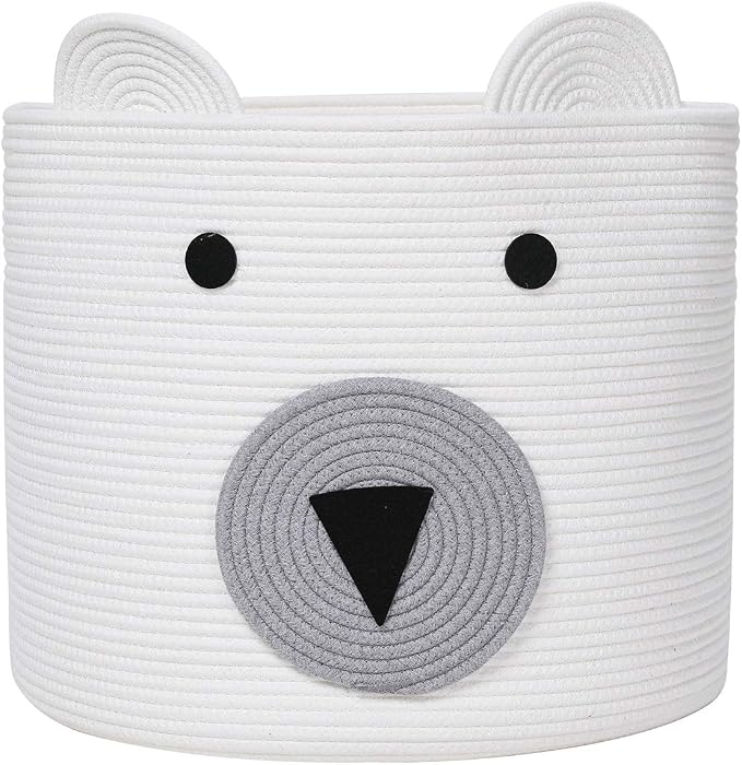 Bear Basket, Large Cotton Rope, Large Storage, Woven Laundry Hamper, Cloth by Cottonphant