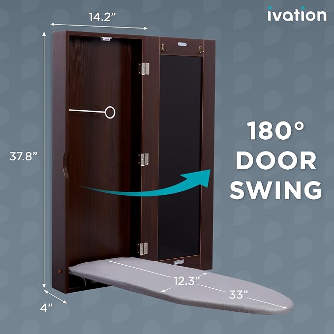 Ivation Wall-Mounted Ironing Board Cabinet, Foldable Ironing Storage Station - Image 2