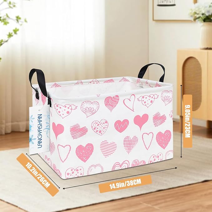 LANGYASHAN Rectangular Storage Bin Collapse Canvas Fabric Cartoon Storage Basket - Image 2