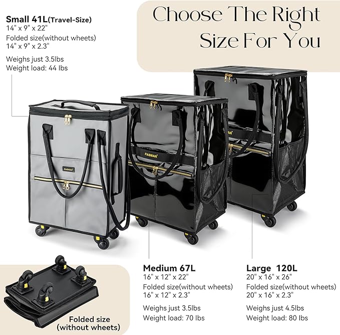 Reusable Grocery Bag on 5 Wheels, Foldable Rolling Tote Bag - Image 4