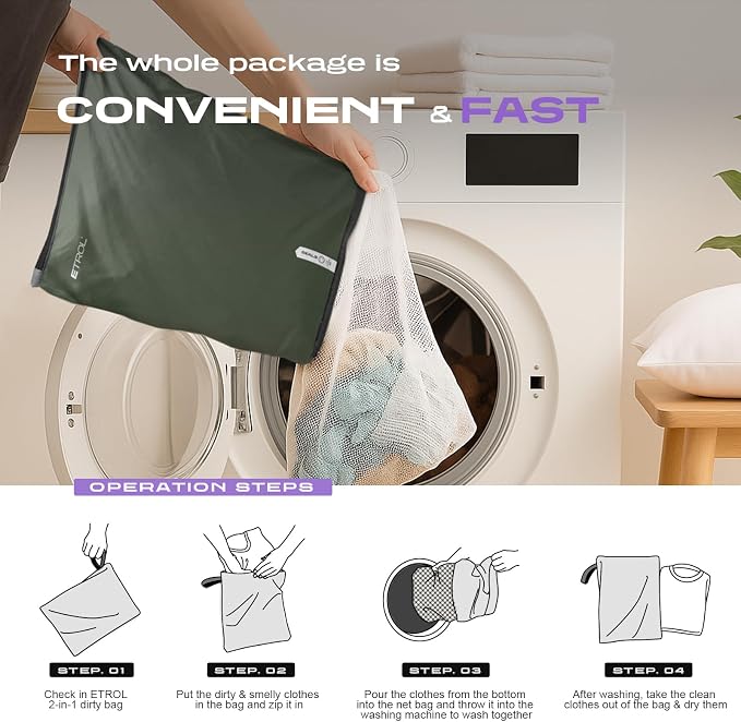 Mesh Laundry Bag for Travel, and Camping – Large Washable Zippered Dirty - Image 6