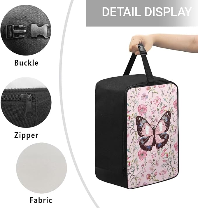 Pink Butterfly Portable Travel Iron Storage Bag Lightweight Carrying Case - Image 4
