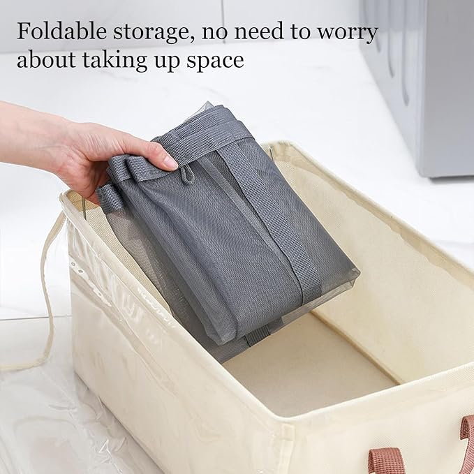 2 pcs Mesh Bag with Handles, Collapsible Laundry Basket, Foldable Laundry Bag - Image 5