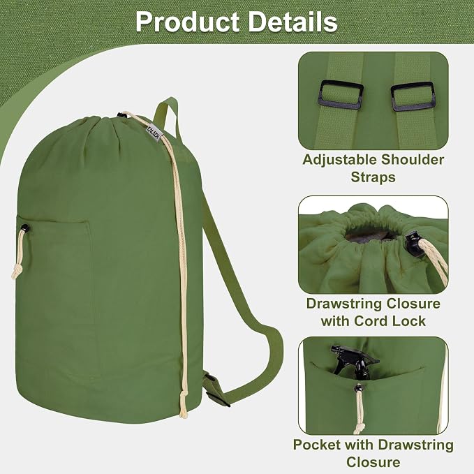 Laundry Bag Backpack, Canvas Laundry Bag - Image 5