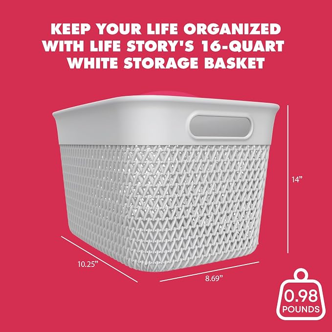 Life Story Large Storage Basket, Decorative Plastic Home Organizer, Lightweight - Image 3