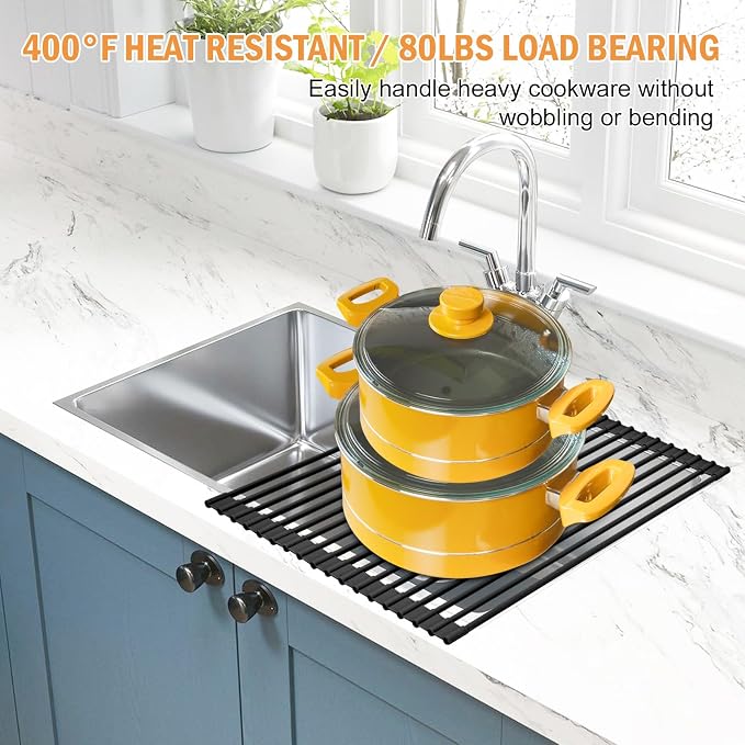 LEMIKKLE Roll Up Dish Drying Rack 17" x 13", Over The Sink Dish Drainer Rack - Image 7