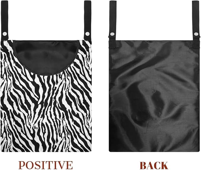 Zebra Skin Clothespin Bag with Large Opening, Laundry Clothes Pin Holder with - Image 7