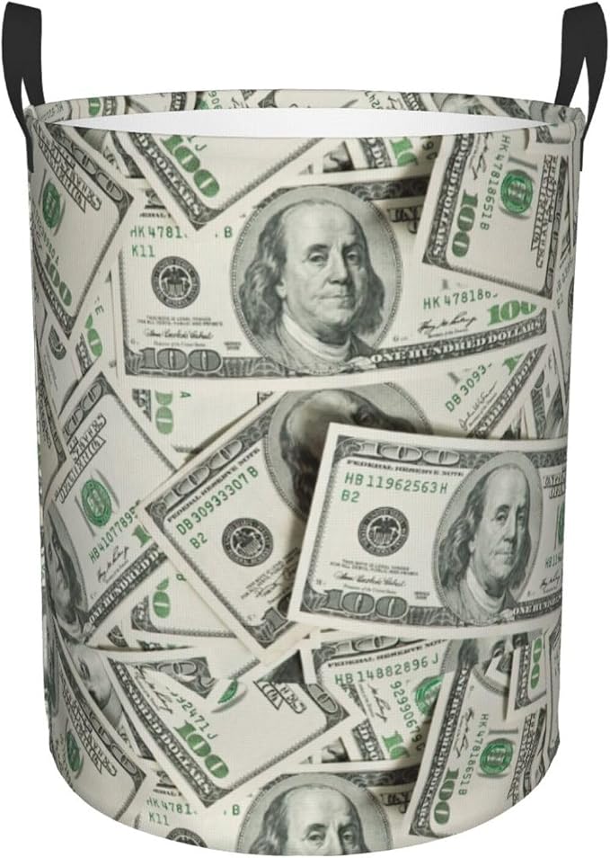 Funny Hundred Dollars Money Bills Laundry Hamper Bag - Image 9