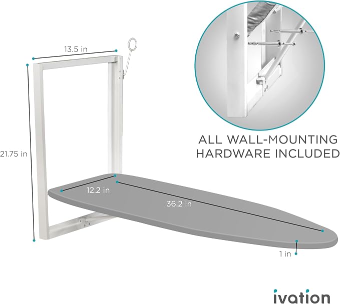 Ivation Wall-Mounted Ironing Board | Foldable 36.2” x 12.2” Ironing Station - Image 5