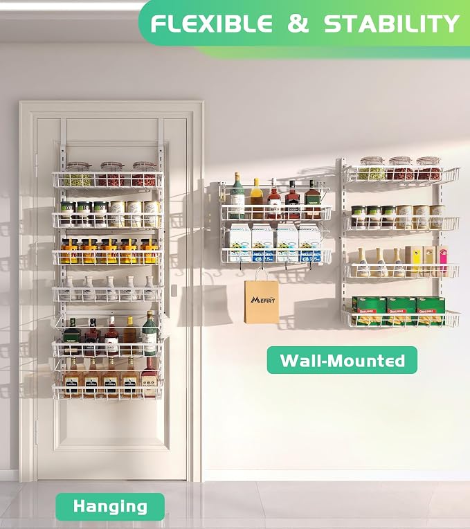 Over The Door Pantry Organizer, Wall Mount Spice Rack, Pantry Hanging Storage - Image 6
