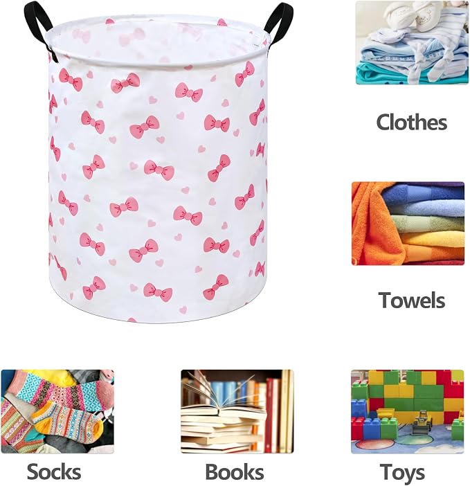 19.7" Round Kids Laundry Basket Gift Basket Storage Laundry Hamper Laundry - Image 6
