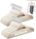 Ivory Velvet Hangers 50 Pack, Felt Covered Non Slip Fabric by Limogoo