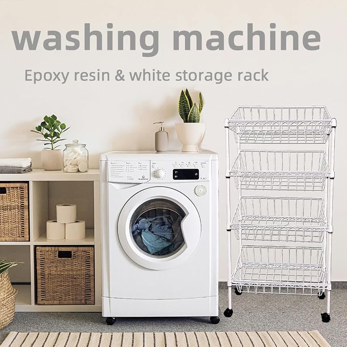 NSF white 4-layer storage rack, kitchen basket rack, vegetable tableware sorting - Image 8