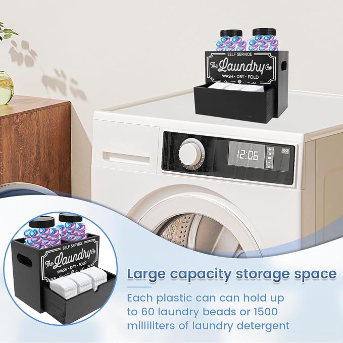 Wooden Dryer Sheet Container for Laundry Room Organization, Laundry Pods - Image 5