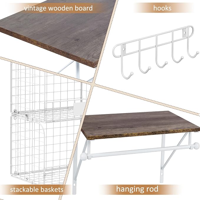 2 Set Laundry Room Wall Mounted Shelves - Image 6