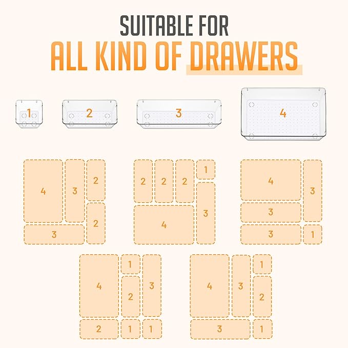 Masirs Clear Drawer Organizer Set - Image 5