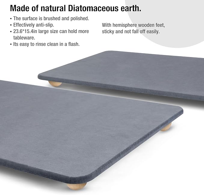 Stone Dish Drying Mat for Kitchen Counter, Heat Resistant - Image 3