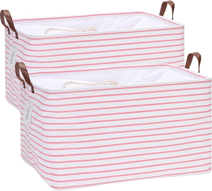 Hinwo 2-Pack Extra Large Canvas Fabric Storage Baskets by Hinwo