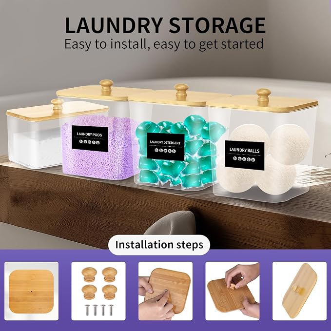 4-Pack Laundry Pods Container, Laundry Room Organization Containers, Large - Image 6