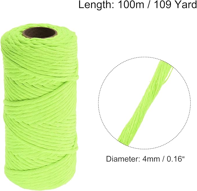 MECCANIXITY Cotton Rope Twisted Braided Twisted Single Strand Cord, Fluorescent - Image 2