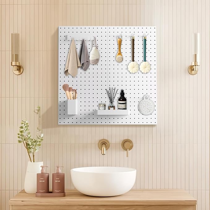 Peg Board Wall Organizer, 4 Metal Pegboard Panels - Image 3