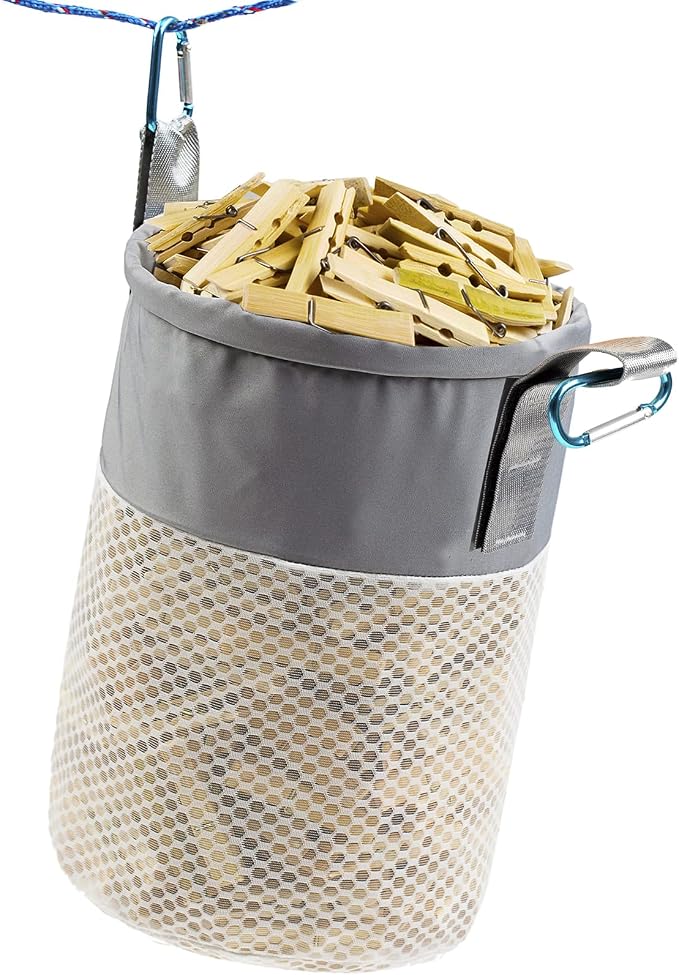 Mesh Clothespin Bag Holder Outside, Ventilation and Moisture Resistance by KOOZTI