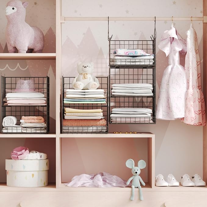 5 Tier Closet Hanging Organizer and Storage Separable Hanging Closet Shelves - Image 2