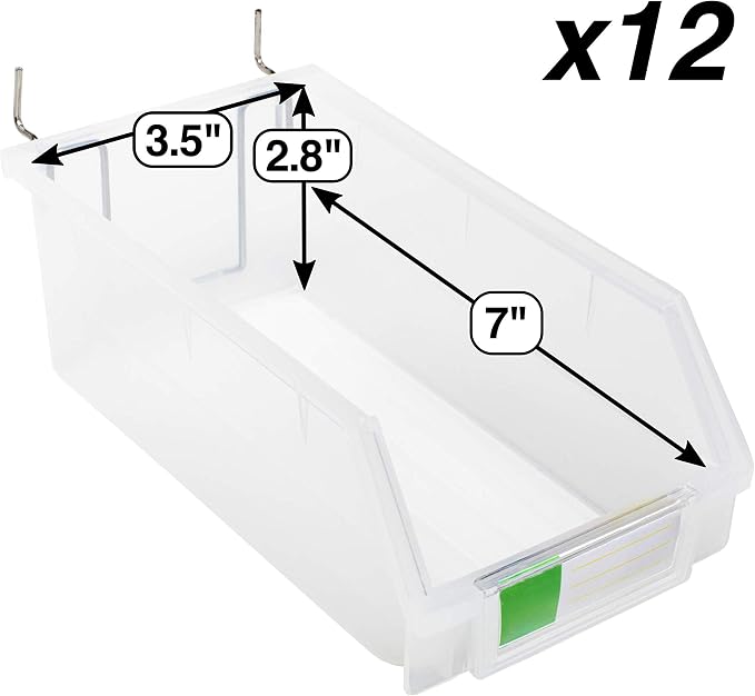 Pegboard Bins – 12 Pack Clear Extra Large - Image 2