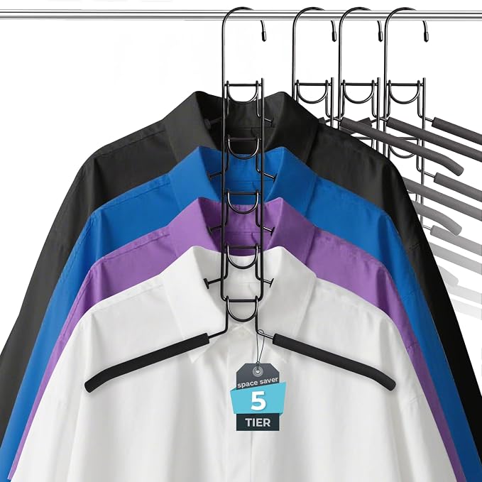Shirt Hangers Space Saving, 5 in 1 Multi Layer Clothes Hanger by Limogoo